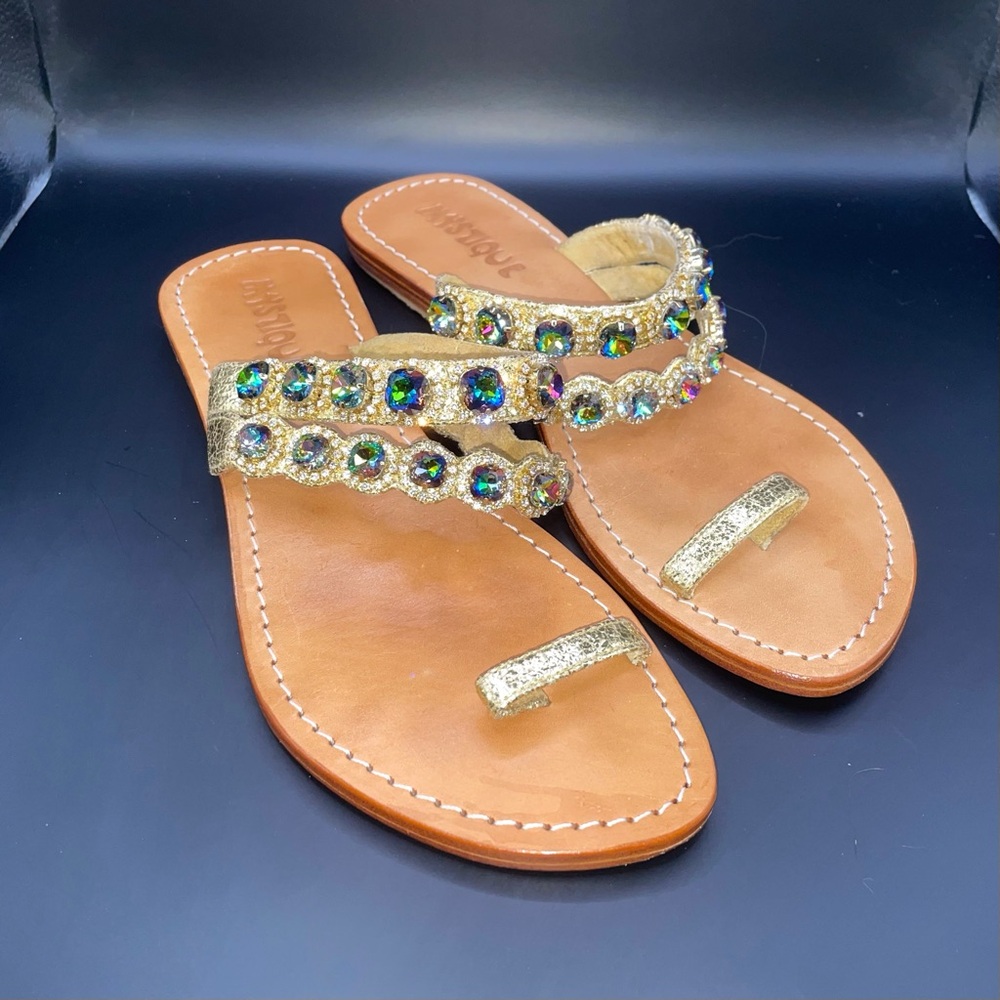 Mystique Women's Gold Embellished Sandals